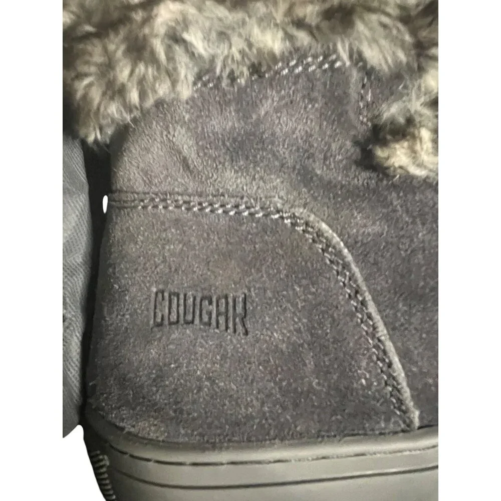 Cougar Dasha Waterproof Faux Fur Suede Boots Pewter Gray Size 8 New with Box